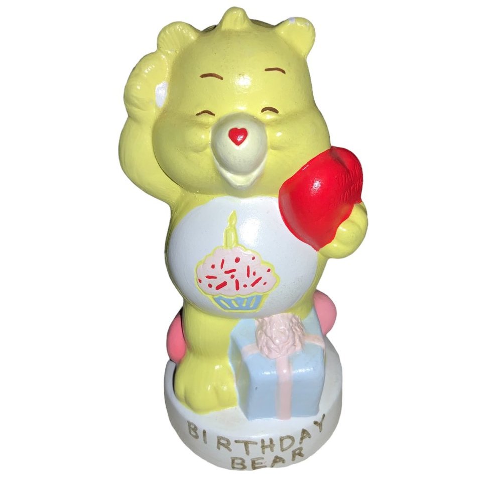 Care Bears -Birthday Bear-  Yellow Ceramic Bear Figurine